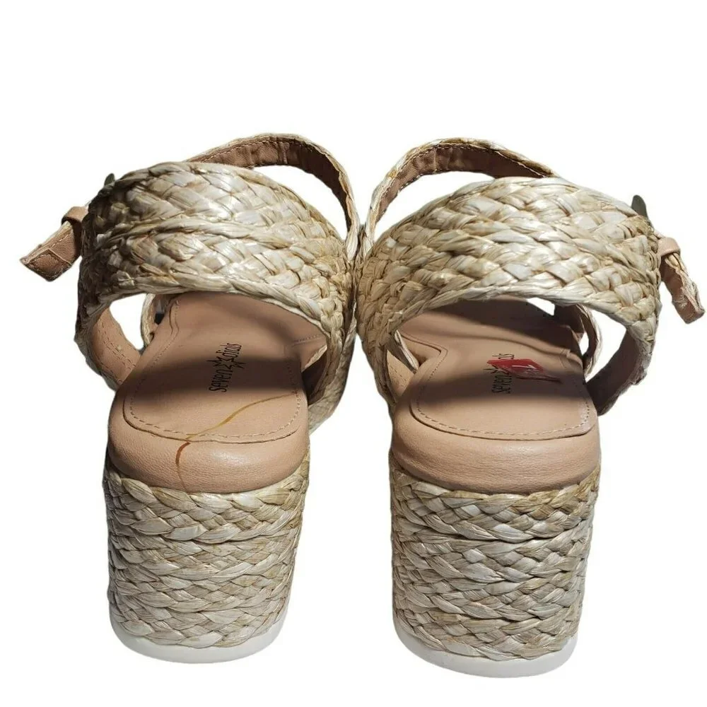 Seven Dials Womens Virginia Natural Open Toe Platform Espadrille Sandals Sz 7.5